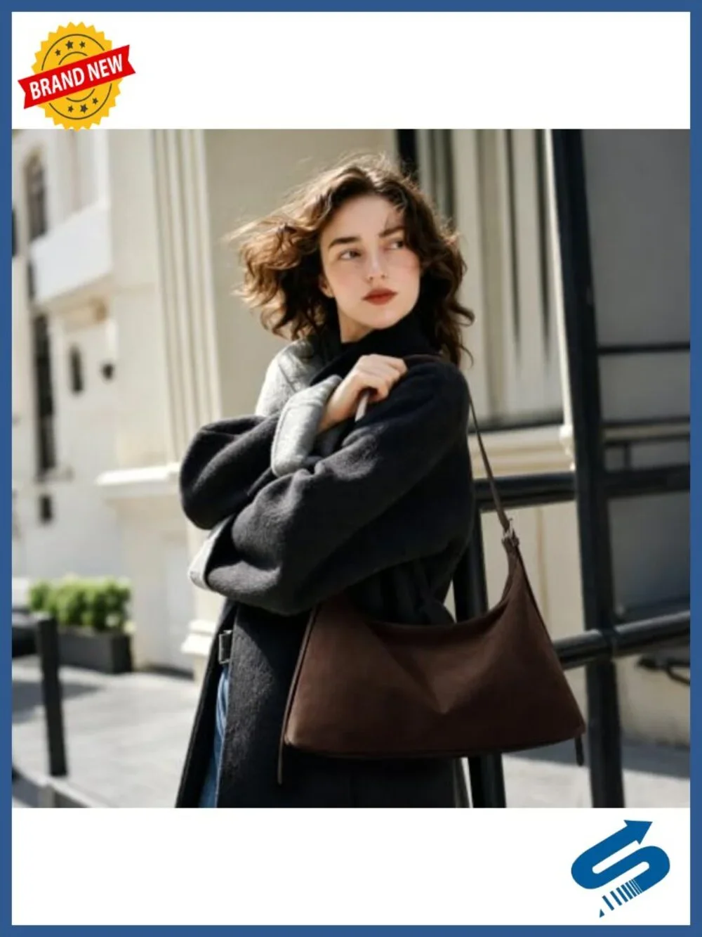 Faux Suede Crescent Hobo Tote Bag Crossbody Shoulder Adjustable Handbag